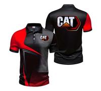 Tee-Shirts Sport Ca.ter-pillar, Tennis Golf Sport Po.lo Tshirt Respirant, Workwear évacuant l'humidité pour Jogging, Polo de travail décontracté pour hommes(Red,L)