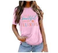 Tee Shirts Womens T-Shirt décontracté et Polyvalent avec Lettres imprimées pour la journée des Enseignants de la Saison Scolaire(L)