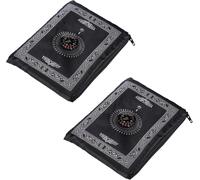 Teeaw-2 Pièces Tapis De Priere De Poche, Musulman Tapis De Prière Portable Avec Boussole Et Sac De Transport, Set De D'adoration Islamique, Pour Cadeau Eid Ramadan Et Activités De Religieuse