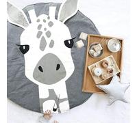 Teeaw-Kikom Tapis Ramper Bébé Tapis De Jeu Animaux Coton Rond Tapis Pour Filles Garçons Eveil Enfants Decoration Chambre 90cm (Girafe)