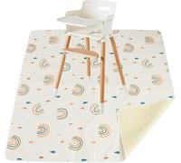 Teeaw-Tapis Pour Chaise Haute Bébé 110 X 110 Cm - Protection Sol Enfant Antidérapant Imperméable - Manger Jouer Extérieur Intérieur (Arc-En-Ciel)