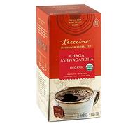 Teeccino Chaga Ashwagandha Thé - Crème au caramel, Champignon Adaptogène Biologique Tisane, 3x plus d'herbes que les sachets de thé ordinaires, prébiotique, sans caféine - 25 sachets de thé