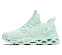 Teechodina Chaussures de course pour homme, respirantes, creuses, baskets, chaussures de loisirs, pour le jogging, le skateboard, la danse de rue, B vert clair., 42 EU