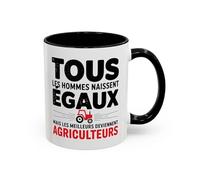 Teecustom Mug Agriculteur Humour - “Tous les hommes naissent égaux mais les meilleurs deviennent agriculteurs” - Tasse Cadeau Métier Ferme - 325 ml Noir