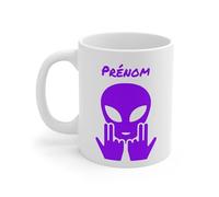 Teecustom Mug Alien Personnalisé avec Prénom Tasse Humour Rose OVNI Signe Jul Cadeau Drôle et Original (Violet)