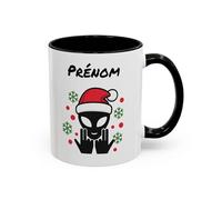Teecustom Mug Alien Personnalisé avec Prénom Tasse Humour Rose OVNI Signe Jul Cadeau Drôle et Original (Noël(Noir))