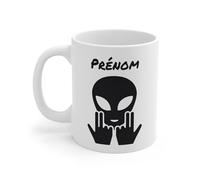 Teecustom Mug Alien Personnalisé avec Prénom Tasse Humour Rose OVNI Signe Jul Cadeau Drôle et Original (Noir)