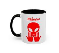 Teecustom Mug Alien Personnalisé avec Prénom Tasse Humour Rose OVNI Signe Jul Cadeau Drôle et Original (Rouge(Noir))