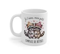 Teecustom Mug Amour Ratons Laveurs - “Je t’aime Mon Petit Complice” - Tasse Cute Couple 325ml