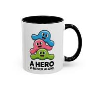 Teecustom Mug Bactéries Humoristique - Tasse Microbes Fun A Hero Is Never Alone - Cadeau Original Drôle - Céramique 325ml Noir Bleu Rouge