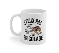 Teecustom Mug Bricolage J’peux pas j’ai bricolage - Illustration Outils Marteau Clé - Tasse Céramique 325ml Micro-ondes et Lave-vaisselle