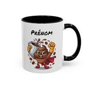 Teecustom Mug Café Super Héros Personnalisable - Tasse Humour Café Énergie Cadeau Original Rouge 325ml Bleu Noir (Noir)