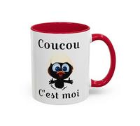 Teecustom Mug Caliméro Coucou c'est moi idée cadeau tasse drôle Noir Bleu Rouge (Rouge)
