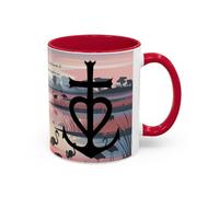 Teecustom Mug Camargue Foi Espérance Charité - Tasse Croix Camarguaise Flamants Roses Chevaux - Cadeau Tradition Camarguaise 325ml