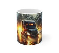 Teecustom Mug Camion Poids Lourd Noir Scène d’Orage Épique sur la Route Cadeau Routier Passionné de Camions & Mécanique