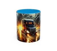Teecustom Mug Camion USA sous Orage - Tasse Semi-Remorque avec Éclairs et Route Tempête - Cadeau Chauffeur Routier 325ml