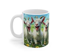 Teecustom Mug céramique 325 ml - Chèvres Rigolotes Champ Fleuri - Tasse Animaux Mignons Rire Campagne Printemps