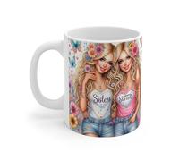 Teecustom Mug céramique 325 ml - Illustration « Sisters » amitié entre sœurs - Cadeau original pour sœur, meilleure amie, anniversaire ou fête