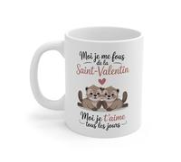 Teecustom Mug Céramique Loutres Amoureuses - Illustration Saint-Valentin - Design Mignon et Romantique
