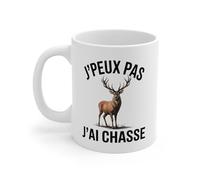 Teecustom Mug Chasse Cerf J’peux pas j’ai chasse - Illustration Cerf Majestueux - Tasse Céramique 325ml Micro-ondes et Lave-vaisselle