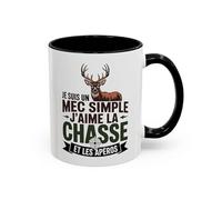 Teecustom Mug Chasse Cerf - Je Suis Un Mec Simple J’Aime La Chasse - Tasse Humoristique Chasseur (Noir)