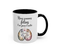 Teecustom Mug Chats Amour - Nous Sommes Félins l’un pour l’Autre - Tasse Romantique Couple - Cadeau Saint Valentin Chats