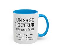 Teecustom Mug Citation Humour - Un Sage Docteur A Un Jour Écrit - Tasse Message Drôle (Noir,Bleu,Rouge) (Bleu)