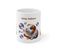 Teecustom Mug cochon d’Inde personnalisé prénom mignon kawaii rongeur animal : Taille - 11oz Taille 11oz