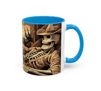 Teecustom Mug Cowboy Squelette Relax - Tasse Western Humoristique Vintage avec Cowboy Mort Vivant - Cadeau Original Humour Country 325ml