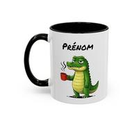 Teecustom Mug Crocodile Personnalisable 325ml - Tasse Café Humour Animal Drôle Matin Difficile Cadeau Original Homme Femme Bureau Fatigue Noir