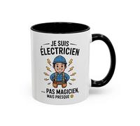 Teecustom Mug Électricien Humour - Je Suis Électricien - Tasse Métier Électricité - Cadeau Artisan - 325 ml Noir