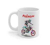 Teecustom Mug Enfant Personnalisé Motocross - Tasse Prénom Moto Cross Rider Jump - Cadeau Garçon Pilote Débutant