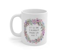 Teecustom Mug Et si on s’aimait pour la vie - Couronne florale romantique - Idée cadeau couple amour durable 325ml céramique
