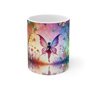 Teecustom Mug Fée Forêt Enchantée Tasse Fantastique et Colorée avec Papillons & Ailes Arc-en-Ciel Cadeau Magique pour Femme ou Enfant