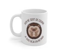 Teecustom Mug Hérisson Humour - Tasse Rien ne Sert de Courir Je Suis Déjà en Retard - Cadeau Drôle et Mignon 325ml