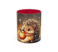 Teecustom Mug Hérisson Kawaii - Tasse Hérisson Mignon avec Pomme Lumineuse - Cadeau Animal Cute 325ml