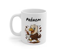 Teecustom Mug Hérisson Personnalisé - Tasse Café Mignonne et Énergique avec Prénom - Cadeau Original (Aigle)