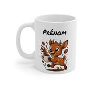Teecustom Mug Hérisson Personnalisé - Tasse Café Mignonne et Énergique avec Prénom - Cadeau Original (Biche)