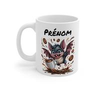 Teecustom Mug Hérisson Personnalisé - Tasse Café Mignonne et Énergique avec Prénom - Cadeau Original (Chauve-Souris)