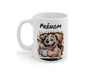 Teecustom Mug Hérisson Personnalisé - Tasse Café Mignonne et Énergique avec Prénom - Cadeau Original (Chien)