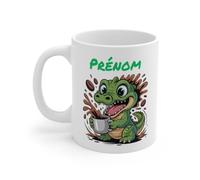 Teecustom Mug Hérisson Personnalisé - Tasse Café Mignonne et Énergique avec Prénom - Cadeau Original (Crocodile)