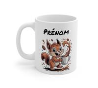 Teecustom Mug Hérisson Personnalisé - Tasse Café Mignonne et Énergique avec Prénom - Cadeau Original (écureuil)