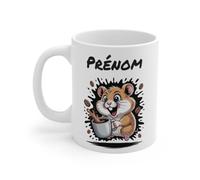 Teecustom Mug Hérisson Personnalisé - Tasse Café Mignonne et Énergique avec Prénom - Cadeau Original (Hamster)