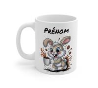 Teecustom Mug Hérisson Personnalisé - Tasse Café Mignonne et Énergique avec Prénom - Cadeau Original (Lapin)