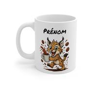 Teecustom Mug Hérisson Personnalisé - Tasse Café Mignonne et Énergique avec Prénom - Cadeau Original (Lynx)