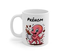 Teecustom Mug Hérisson Personnalisé - Tasse Café Mignonne et Énergique avec Prénom - Cadeau Original (Pieuvre)