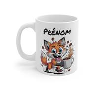 Teecustom Mug Hérisson Personnalisé - Tasse Café Mignonne et Énergique avec Prénom - Cadeau Original (Renard)