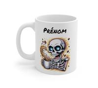 Teecustom Mug Hérisson Personnalisé - Tasse Café Mignonne et Énergique avec Prénom - Cadeau Original (Squelette)