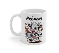 Teecustom Mug Hérisson Personnalisé - Tasse Café Mignonne et Énergique avec Prénom - Cadeau Original (Vache)