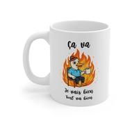Teecustom Mug Humoristique Canard - “Ça va, je vais bien, tout va bien” - Tasse Drôle Sarcasme Bureau Café 325ml